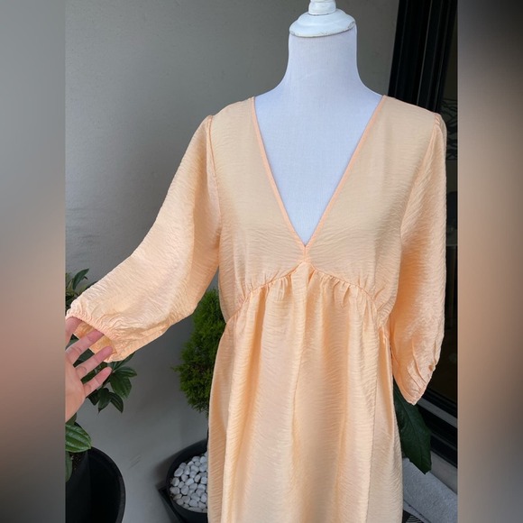 ☘️ H&M Semi-sheer Mini Dress/ Tunic in Pale/ Pastel Orange, M - Picture 11 of 15